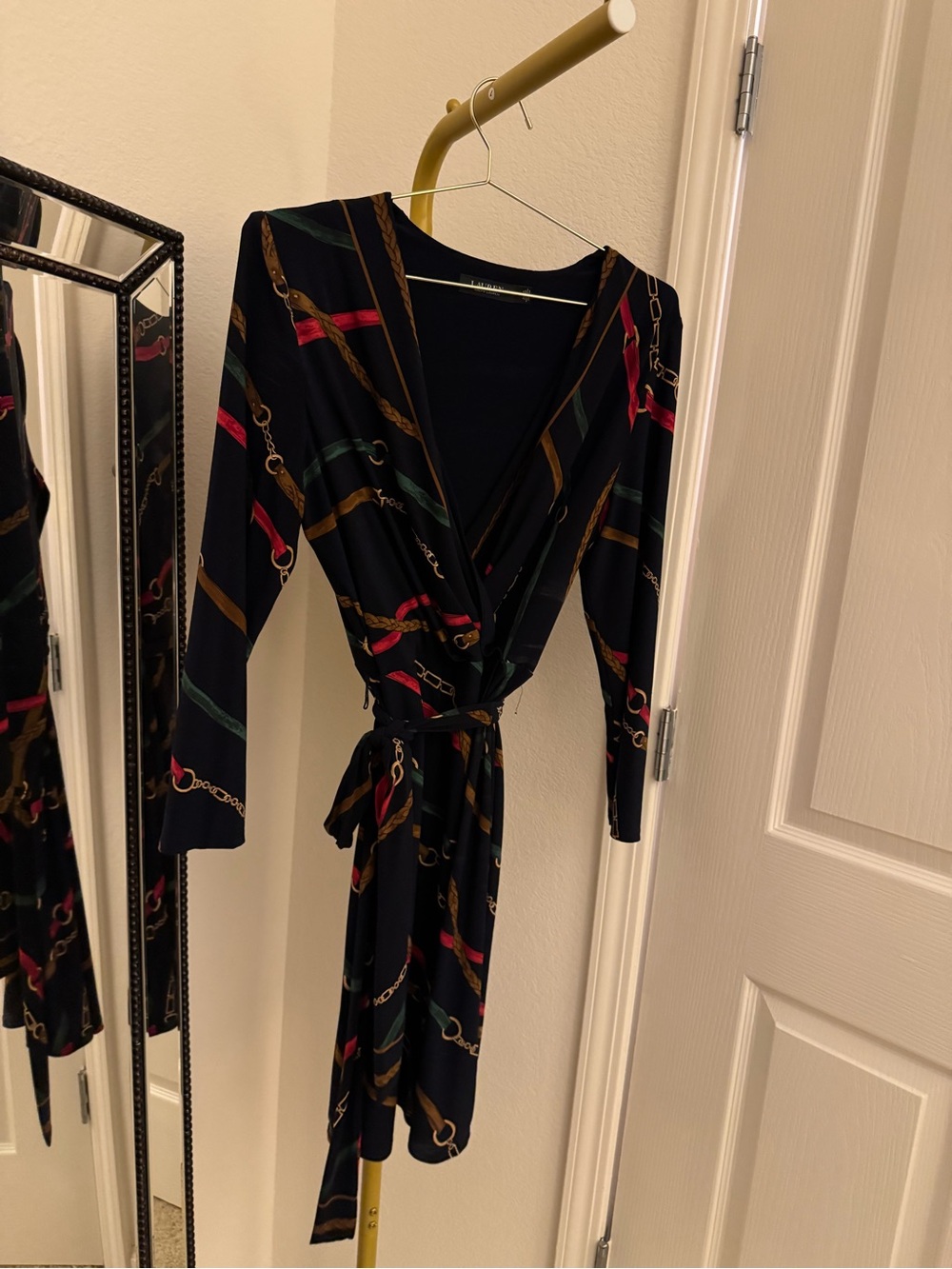 Ralph Lauren Horsebit Print Wrap Dress Size 14